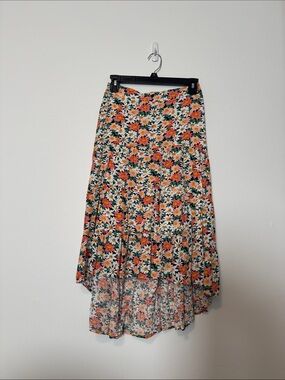 PRETTYGARDEN Women's Ditzy Floral Print Midi Skirt High Low Hem